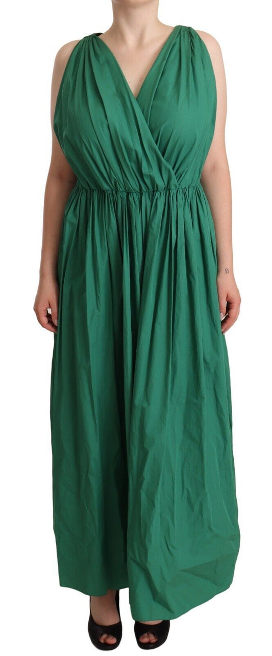 Dolce & Gabbana Elegant Deep Green Sleeveless A-Line Dress