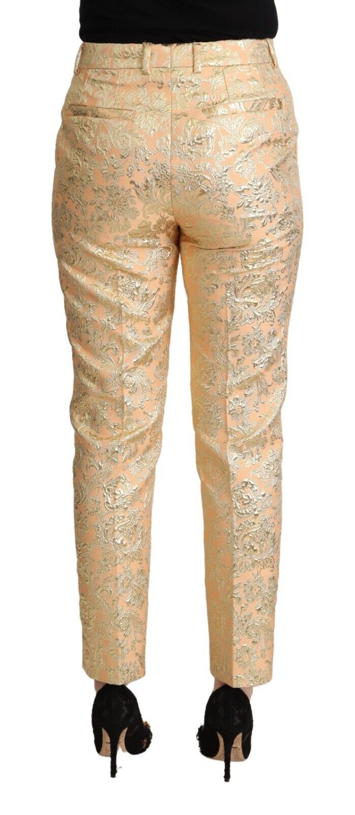 Dolce & Gabbana Elegant High-Waisted Pink Brocade Pants