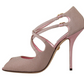 Dolce & Gabbana Pink Glitter Peep Toe High Heels Sandals