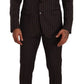 Dolce & Gabbana Elegant Maroon Striped Slim Fit Suit