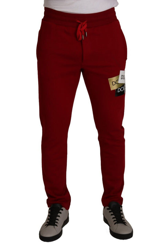 Dolce & Gabbana Elegant Red Jogging Pants with Drawstring Closure