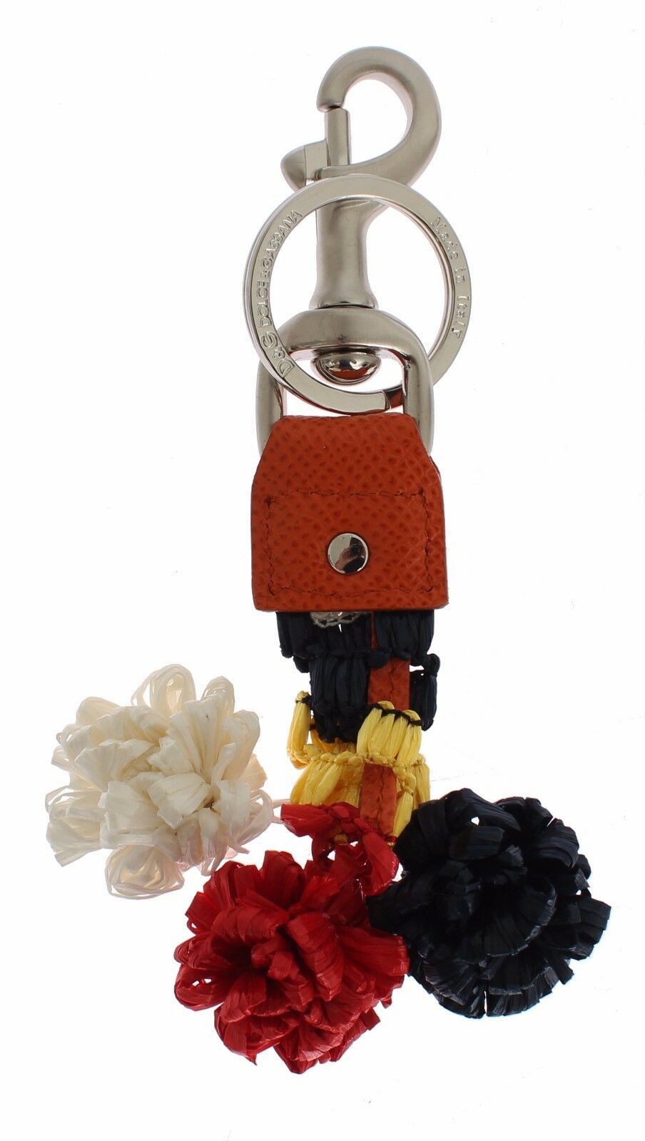 Dolce & Gabbana Multicolor Raffia Leather Clasp Finder Chain Keyring