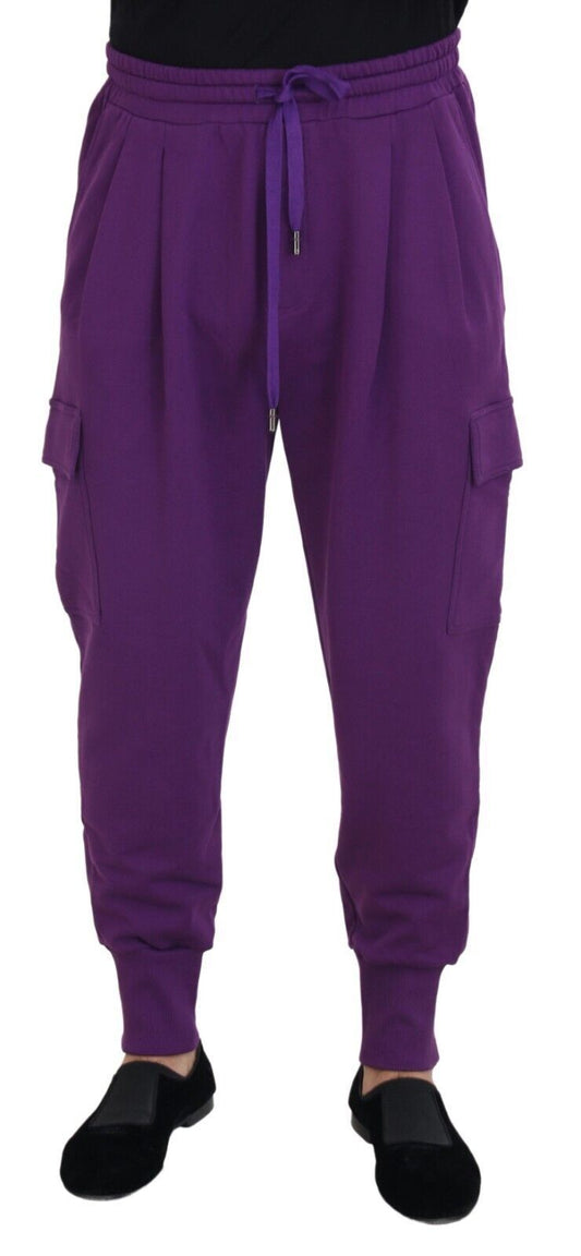 Dolce & Gabbana Elegant Purple Cotton Cargo Sweatpants