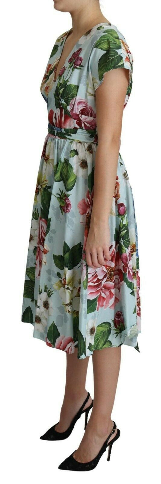 Dolce & Gabbana Floral Elegance V-Neck Cotton Dress