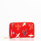 Trussardi Chic Airplane Print Red Leather Wallet